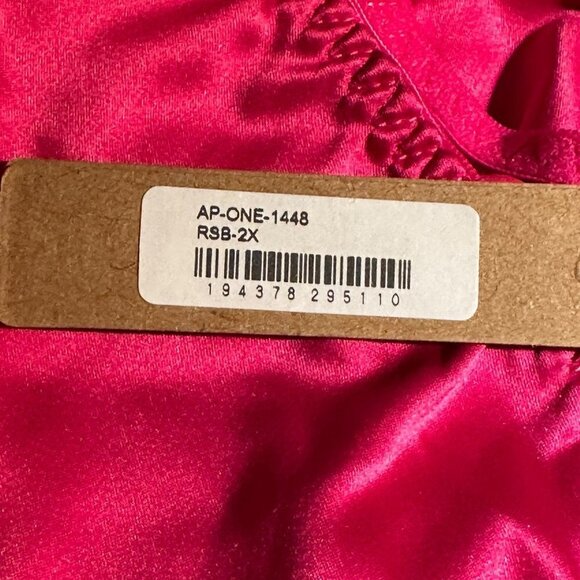 Skims Woven Shine Tie Front Teddy Size 2X Raspberry AP-ONE-1448 - Picture 6 of 9